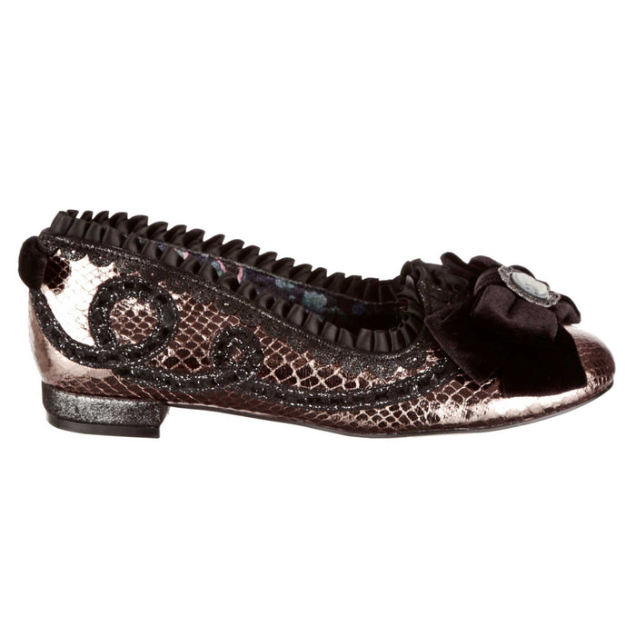 Irregular Choice Irregular Choice Metallic Black Plush Bow With Victorian Style Cameo Decoration | Cameo Court