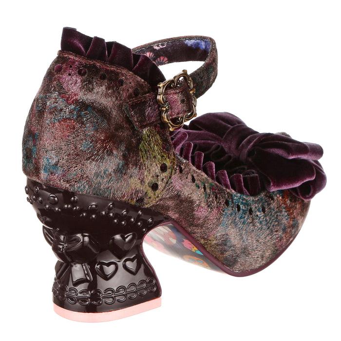 Irregular Choice Irregular Choice Purple Mauve Baroque Gothic Mid Heel Shoes With Buckle Fastened Ankle Strap | Ruff Em Up