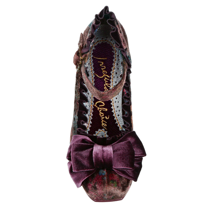 Irregular Choice Irregular Choice Purple Mauve Baroque Gothic Mid Heel Shoes With Buckle Fastened Ankle Strap | Ruff Em Up