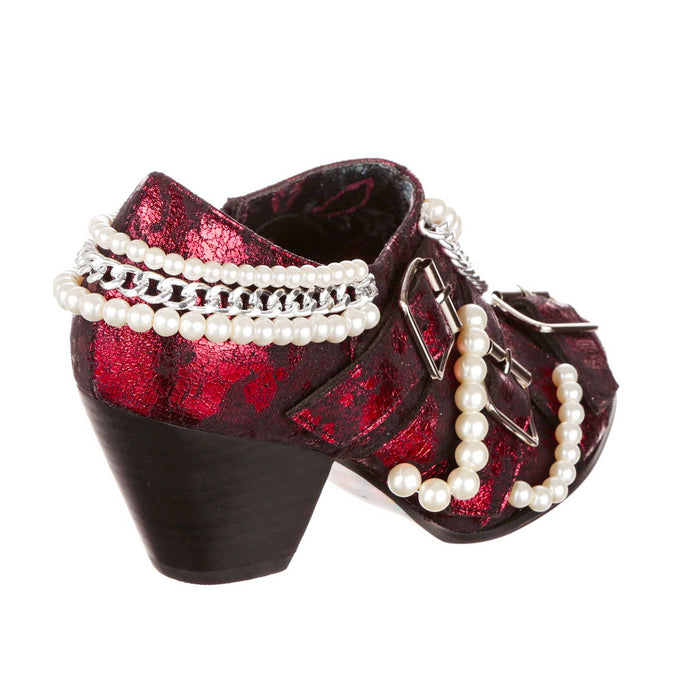 Irregular Choice Irregular Choice Ruby Red New Romantics Pirate Shoe Boots Adorned With Pearls And Chains | Pirate's Booty