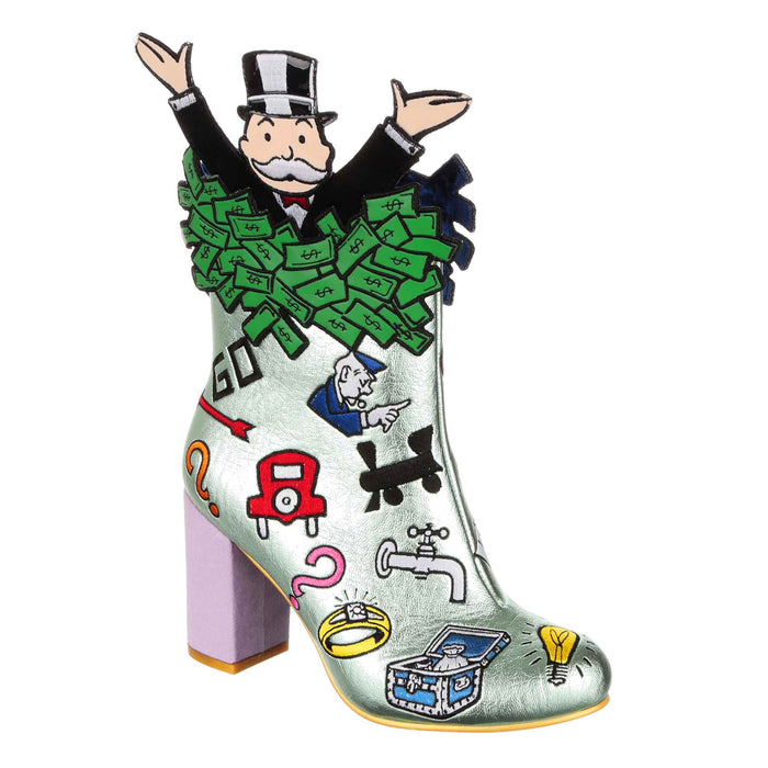 Irregular Choice Irregular Choice X Monopoly | Board Game Mr Moneybags Block Heel Ankle Boots | Pass Go