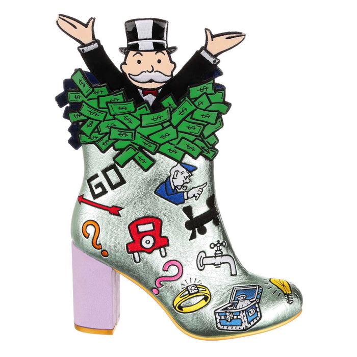 Irregular Choice Irregular Choice X Monopoly | Board Game Mr Moneybags Block Heel Ankle Boots | Pass Go