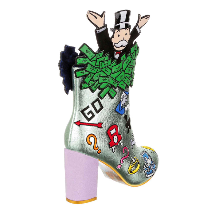 Irregular Choice Irregular Choice X Monopoly | Board Game Mr Moneybags Block Heel Ankle Boots | Pass Go
