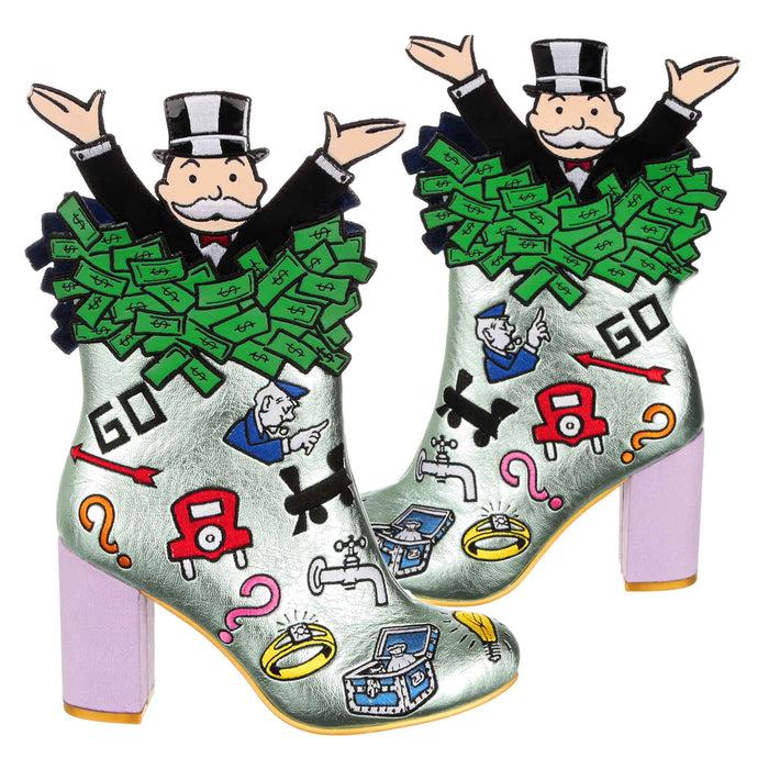 irregular choice Irregular Choice X Monopoly | Board Game Mr Moneybags Block Heel Ankle Boots | Pass Go