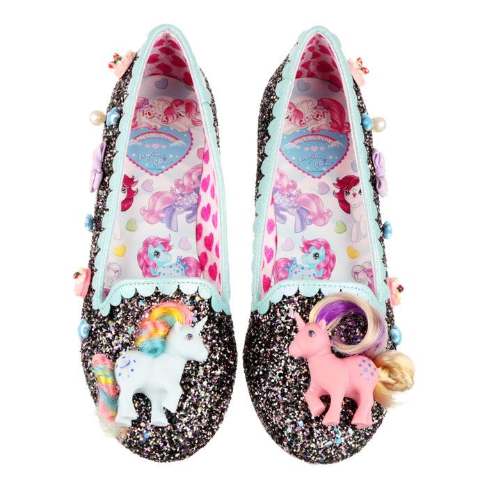 Irregular Choice Irregular Choice X My Little Pony Black Glitter Slip On Ballet Flats Dreamy Maximalist Kawaii Unisex Shoes Playful Ponies