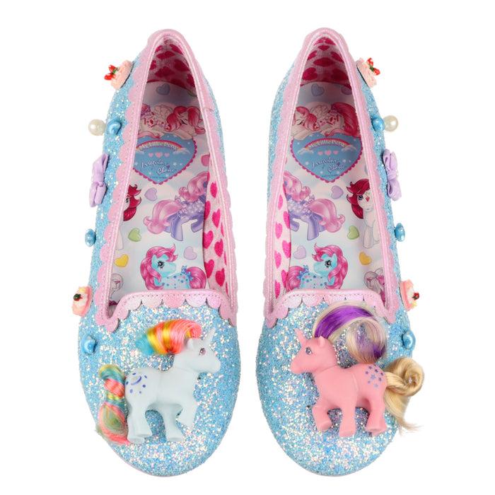 Irregular Choice Irregular Choice X My Little Pony Blue Glitter Slip On Ballet Flats Dreamy Pastel Unisex Shoes Playful Ponies