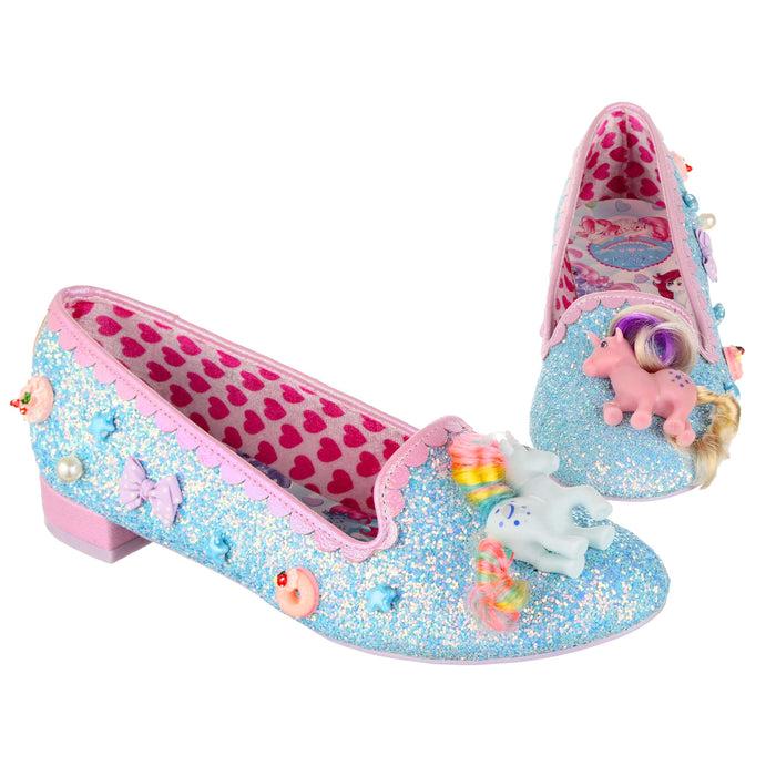 irregular choice Irregular Choice X My Little Pony Blue Glitter Slip On Ballet Flats Dreamy Pastel Unisex Shoes Playful Ponies