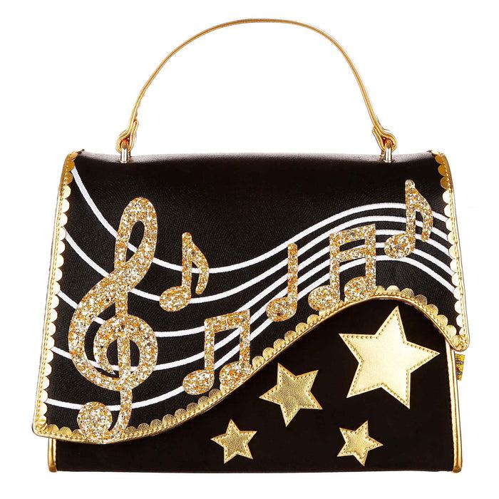 irregular choice Making Melodies Bag | Music Lover Treble Clef Classical Gold Handbag | Irregular Choice