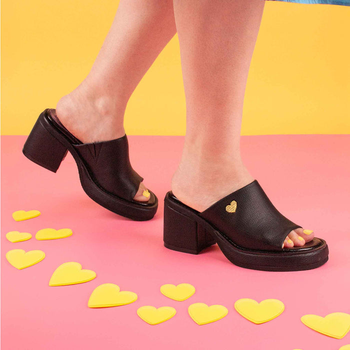 Irregular Choice Miss Millennium | Nineties Block Heel Black Mules | Irregular Choice