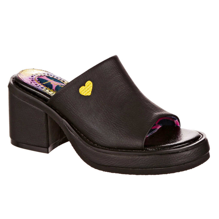 irregular choice Miss Millennium | Nineties Block Heel Black Mules | Irregular Choice