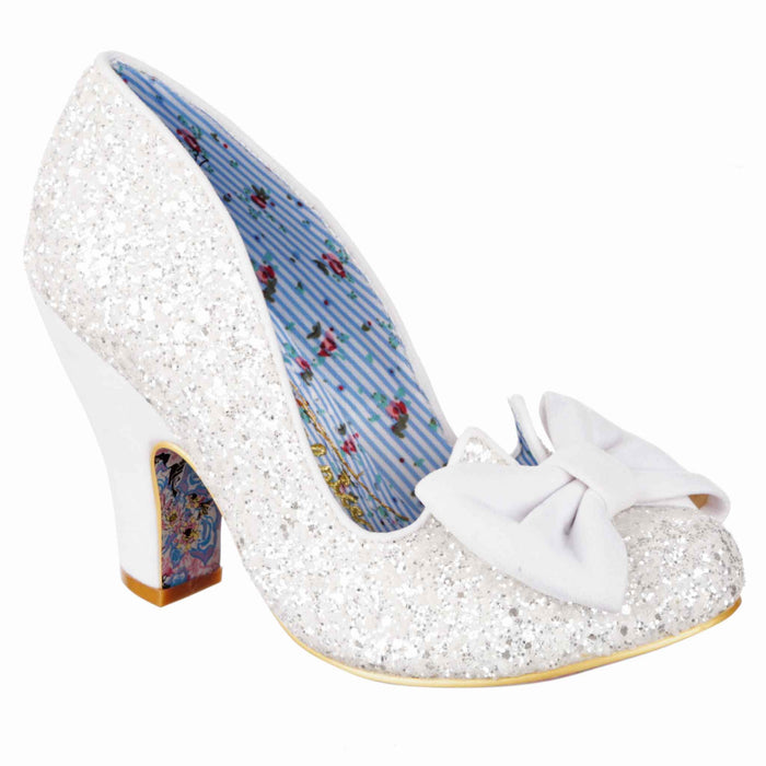 irregular choice Nick Of Time Bridal | White Glitter High Heel Vintage Fifties Elegant Wedding Shoes