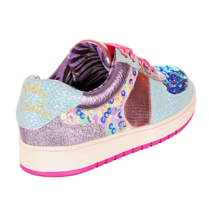 Irregular Choice Pink And Blue Sequined Kitch Lace Up Trainers | Starbright Streamer