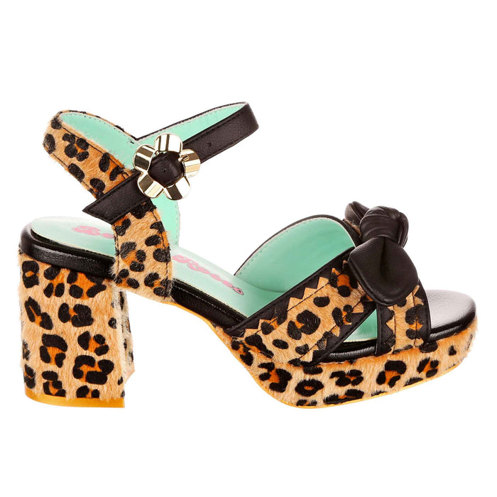 Irregular Choice Platform Leopard Print Cross Strap Block Heel Sandals | Summer Stroll