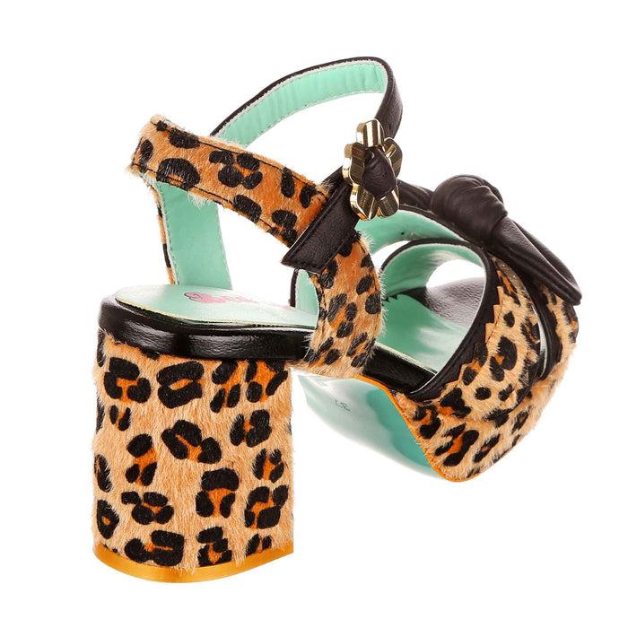 Irregular Choice Platform Leopard Print Cross Strap Block Heel Sandals | Summer Stroll