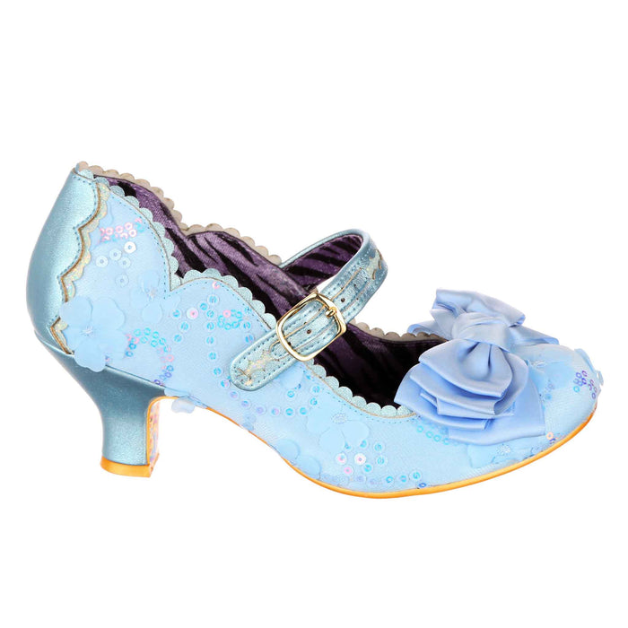 Irregular Choice Powder Blue Ornate Sequin Mary Jane Low Heeled Occasion Shoes | Summer Breeze