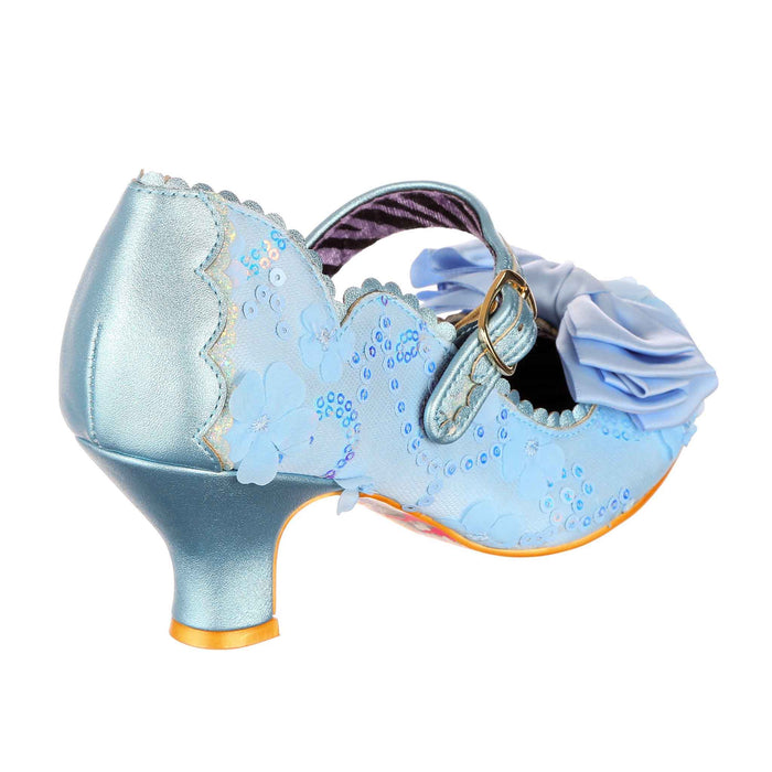Irregular Choice Powder Blue Ornate Sequin Mary Jane Low Heeled Occasion Shoes | Summer Breeze