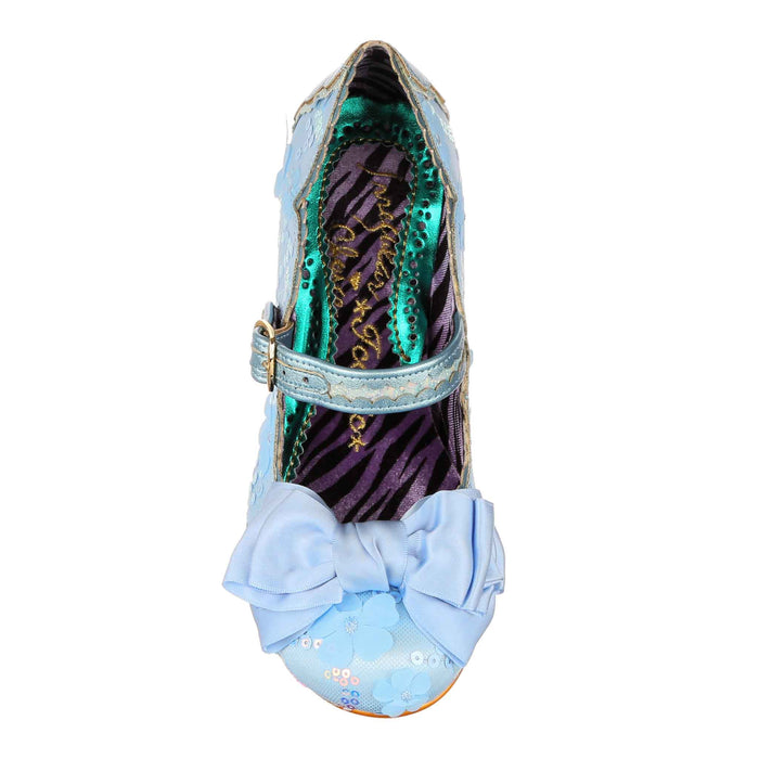Irregular Choice Powder Blue Ornate Sequin Mary Jane Low Heeled Occasion Shoes | Summer Breeze