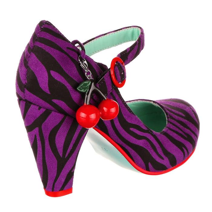 Irregular Choice Purple Animal Print Mary Jane 50s High Heels | Cherry Champ
