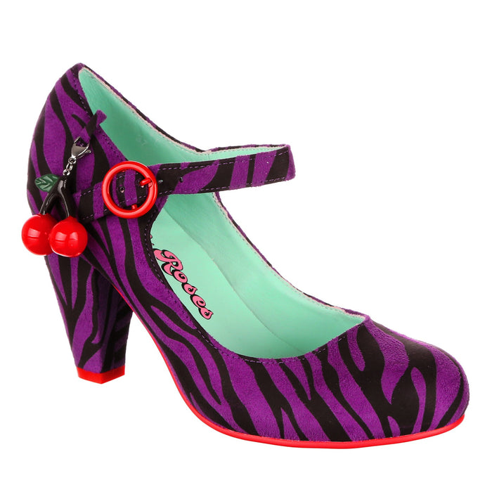 irregular choice Purple Animal Print Mary Jane 50s High Heels | Cherry Champ