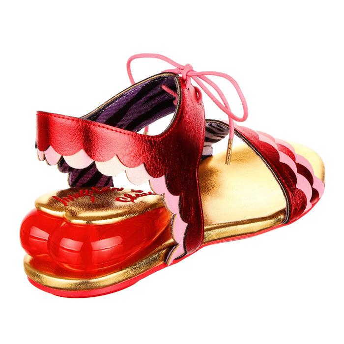 Irregular Choice Red Open Toe Love Heart Low Heel Summer Sandals | Brave Heart