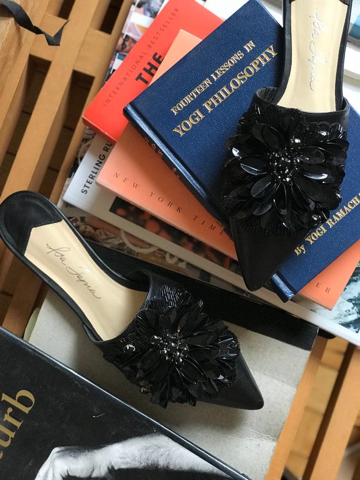 Isa Tapia Caetano Black Petal Sequin Flower