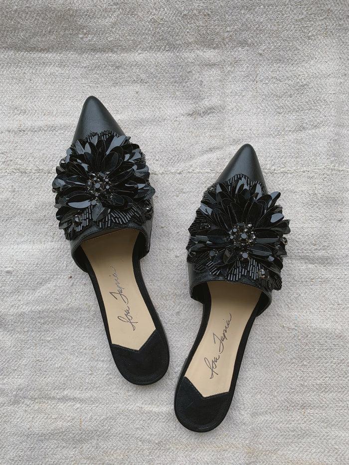 Isa Tapia Caetano Black Petal Sequin Flower
