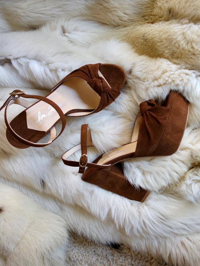 isa tapia Macarena Chocolate Brown Kid Suede Platform