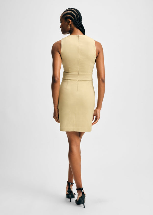 Isaac Mizrahi New York Button Detail Twill Scallop Sheath Dress