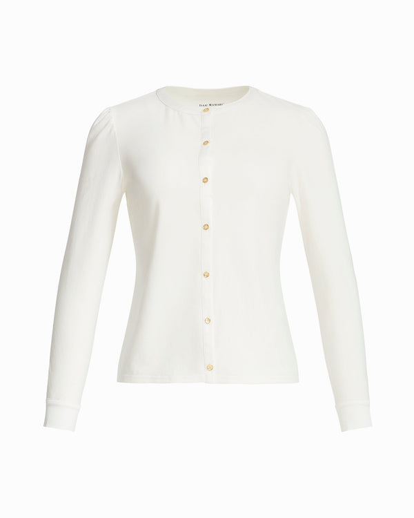 isaac mizrahi new york Button Down Cuff Detail Knit Top