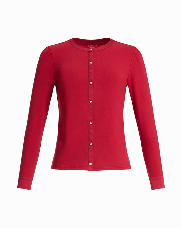isaac mizrahi new york Button Down Cuff Detail Knit Top