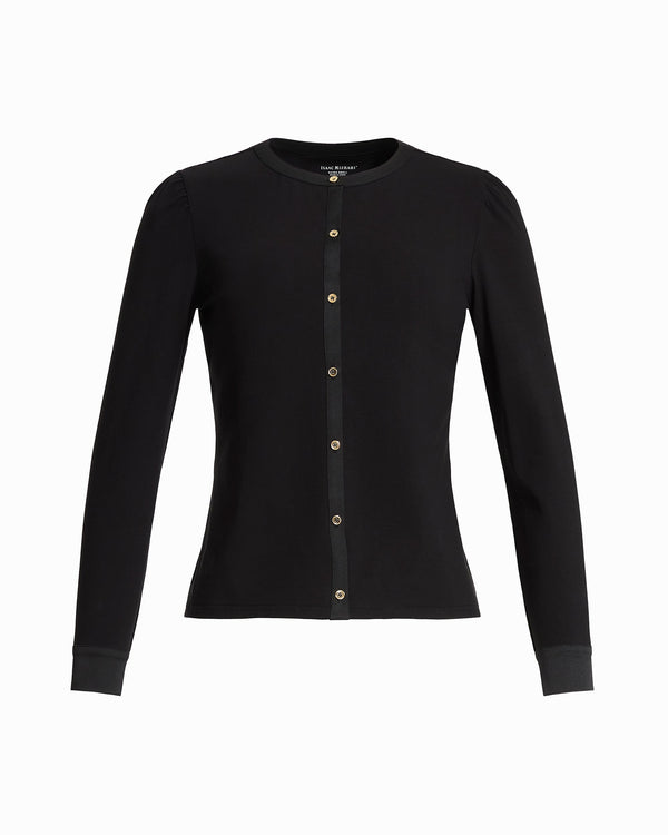 isaac mizrahi new york Button Down Cuff Detail Knit Top