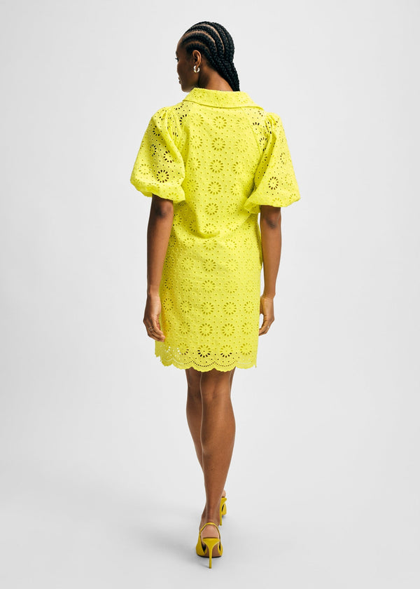 Isaac Mizrahi New York Eyelet Short Puff Sleeve Shirt Dress