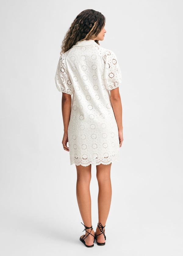 Isaac Mizrahi New York Eyelet Short Puff Sleeve Shirt Dress