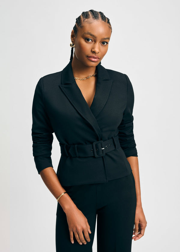 isaac mizrahi new york Belted Ponte Jacket