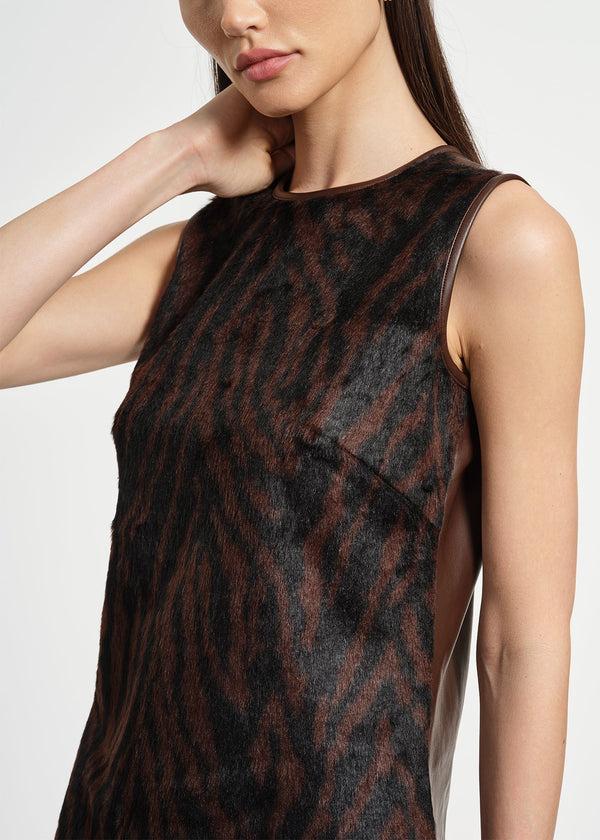 Isaac Mizrahi New York Faux Fur Combo Shift Dress