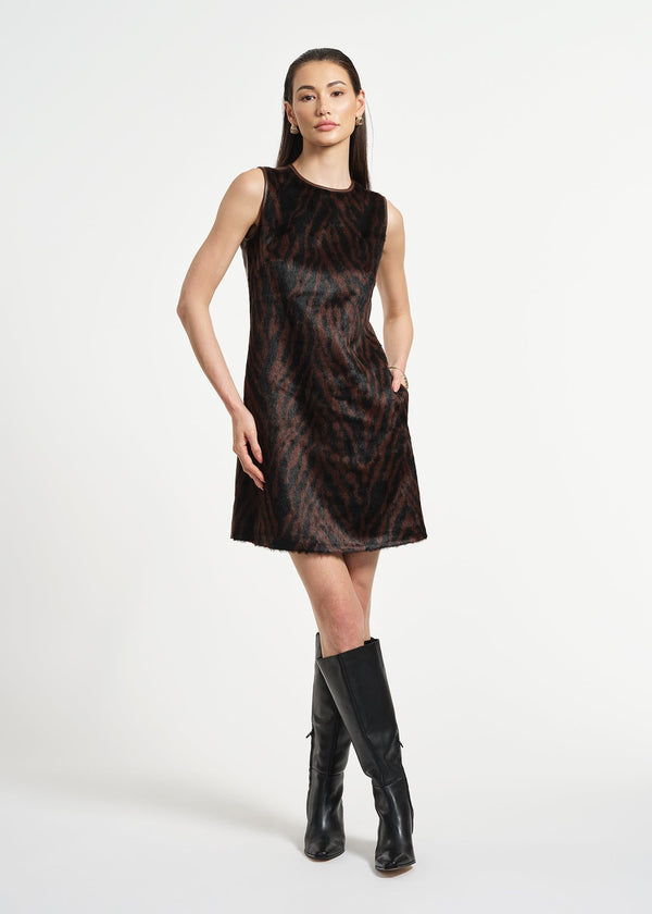 isaac mizrahi new york Faux Fur Combo Shift Dress