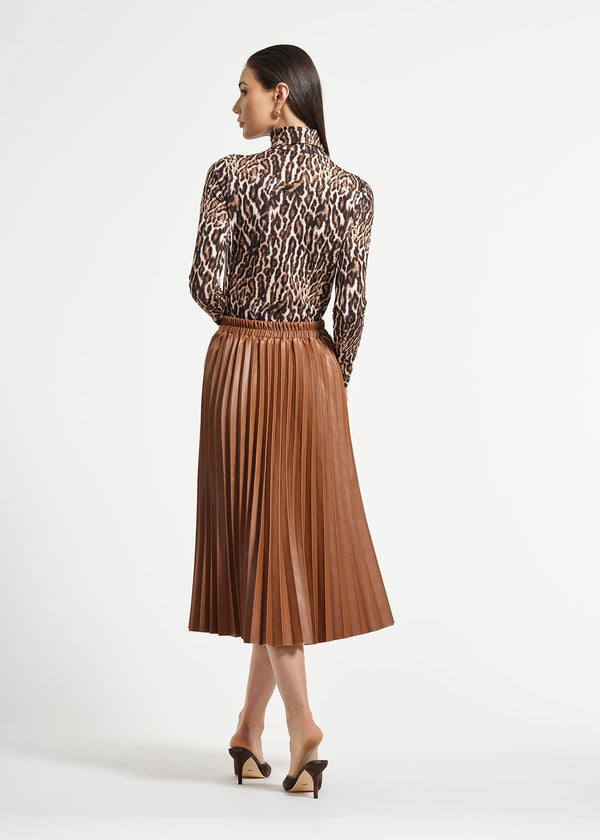 Isaac Mizrahi New York Faux Leather Pleated Skirt