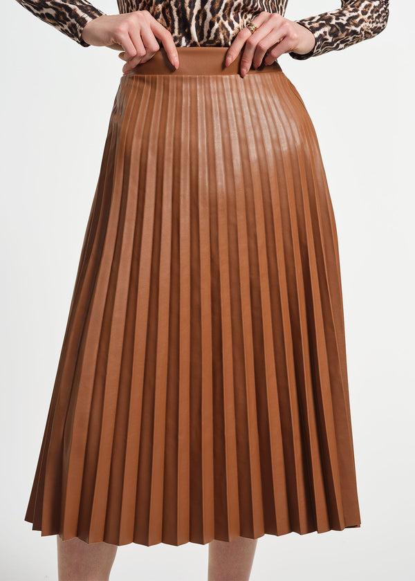 Isaac Mizrahi New York Faux Leather Pleated Skirt