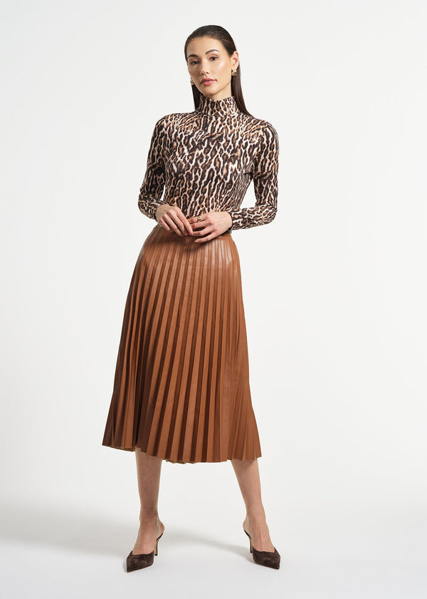 isaac mizrahi new york Faux Leather Pleated Skirt