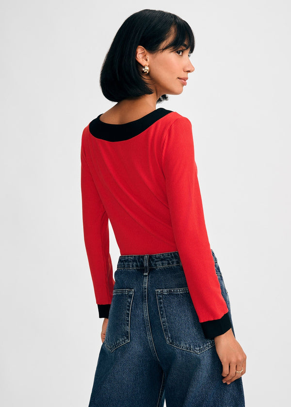 Isaac Mizrahi New York Long-Sleeved Knit Bow Top