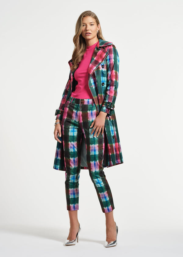isaac mizrahi new york Plaid Trench Coat