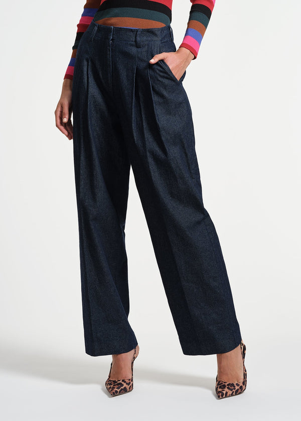 isaac mizrahi new york Pleated Denim Pant