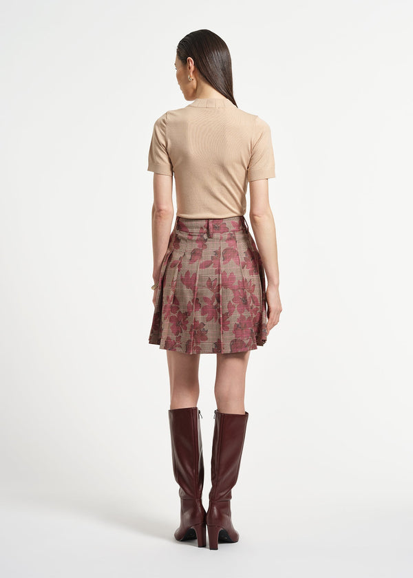 Isaac Mizrahi New York Pleated Plaid Mini Skirt