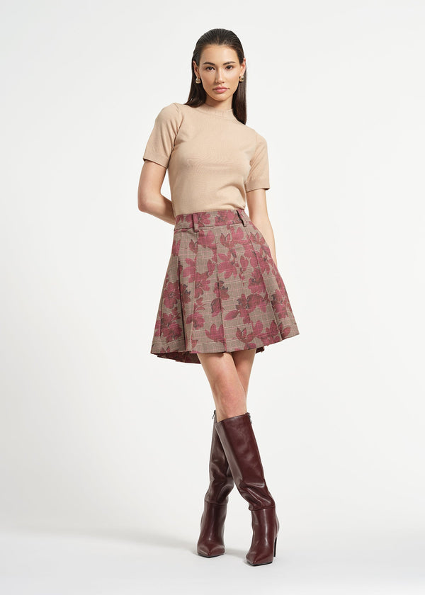 isaac mizrahi new york Pleated Plaid Mini Skirt