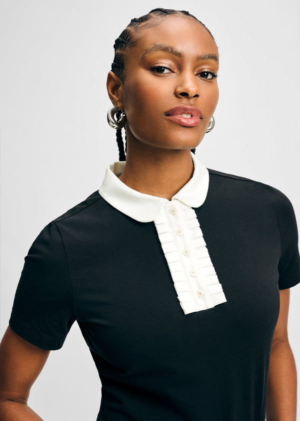 Isaac Mizrahi New York Ruffle Detail Peter Pan Tee