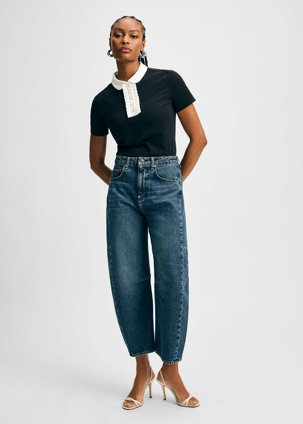 isaac mizrahi new york Ruffle Detail Peter Pan Tee