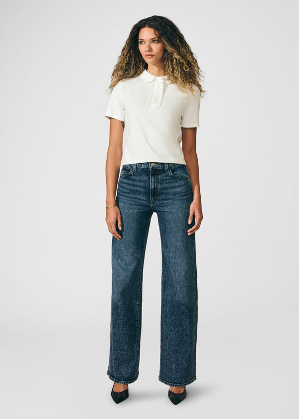 isaac mizrahi new york Ruffle Detail Peter Pan Tee