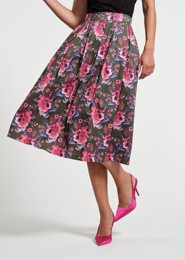 Isaac Mizrahi New York Sateen Midi Full Skirt