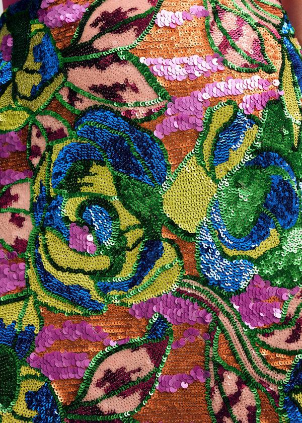 Isaac Mizrahi New York Sequin Floral Mini Skirt