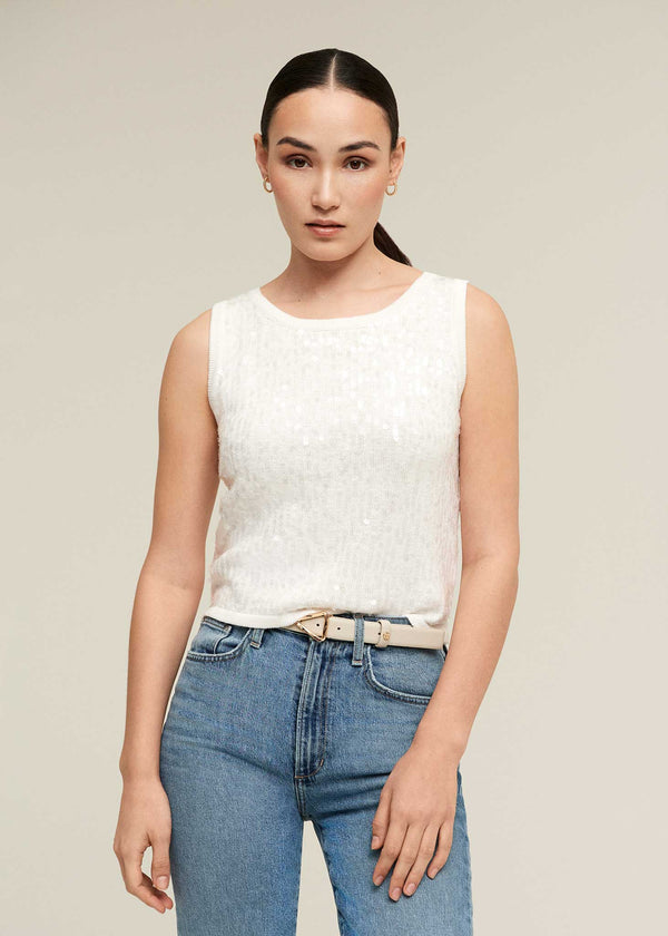 isaac mizrahi new york Sequin Tank Top